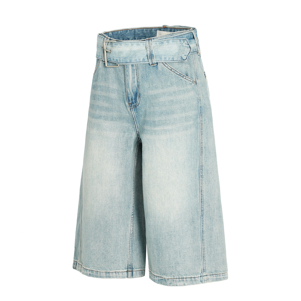 DONOTLOGO Urban Heritage Collection | Unisex Oversized Cropped Denim | Retro Aesthetic High-Rise Wide-Leg Bottoms with Authentic Fade Detail