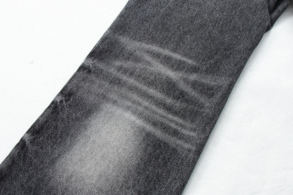 Vintage Washed Whiskered Black & Gray Distressed Flared Jeans
