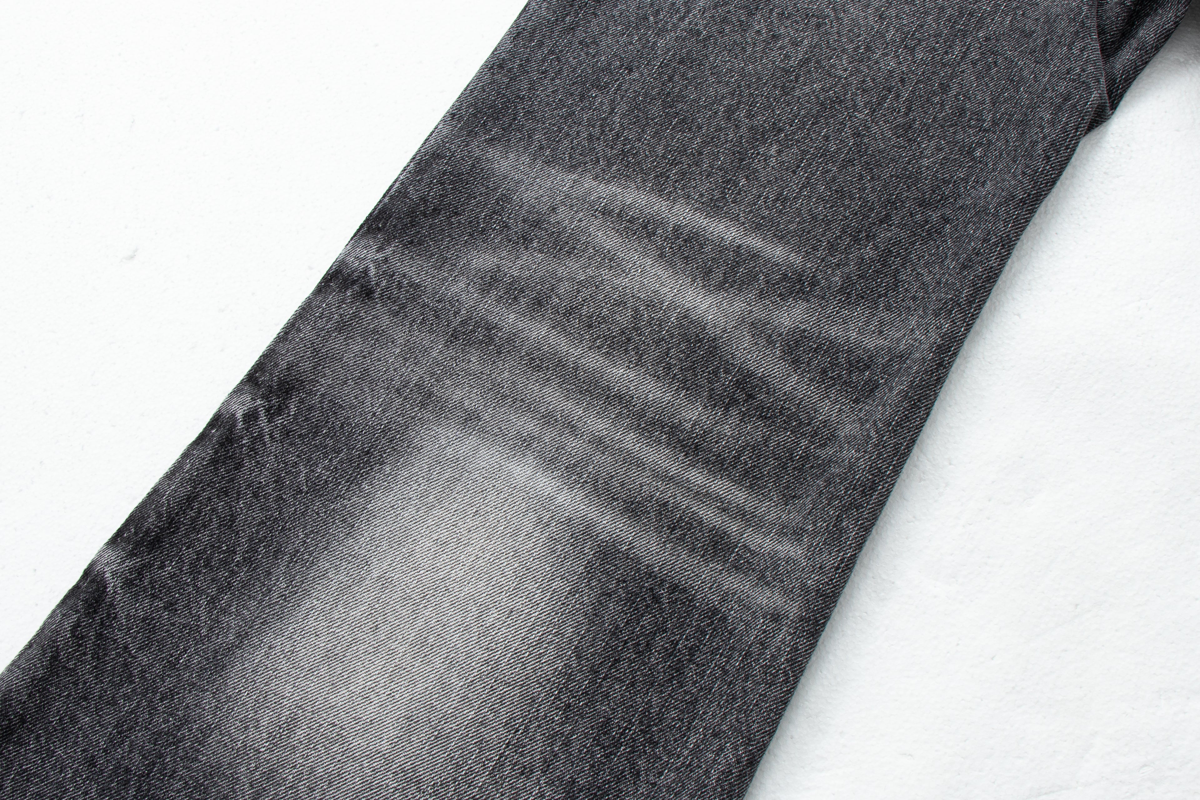 Vintage Washed Whiskered Black & Gray Distressed Flared Jeans