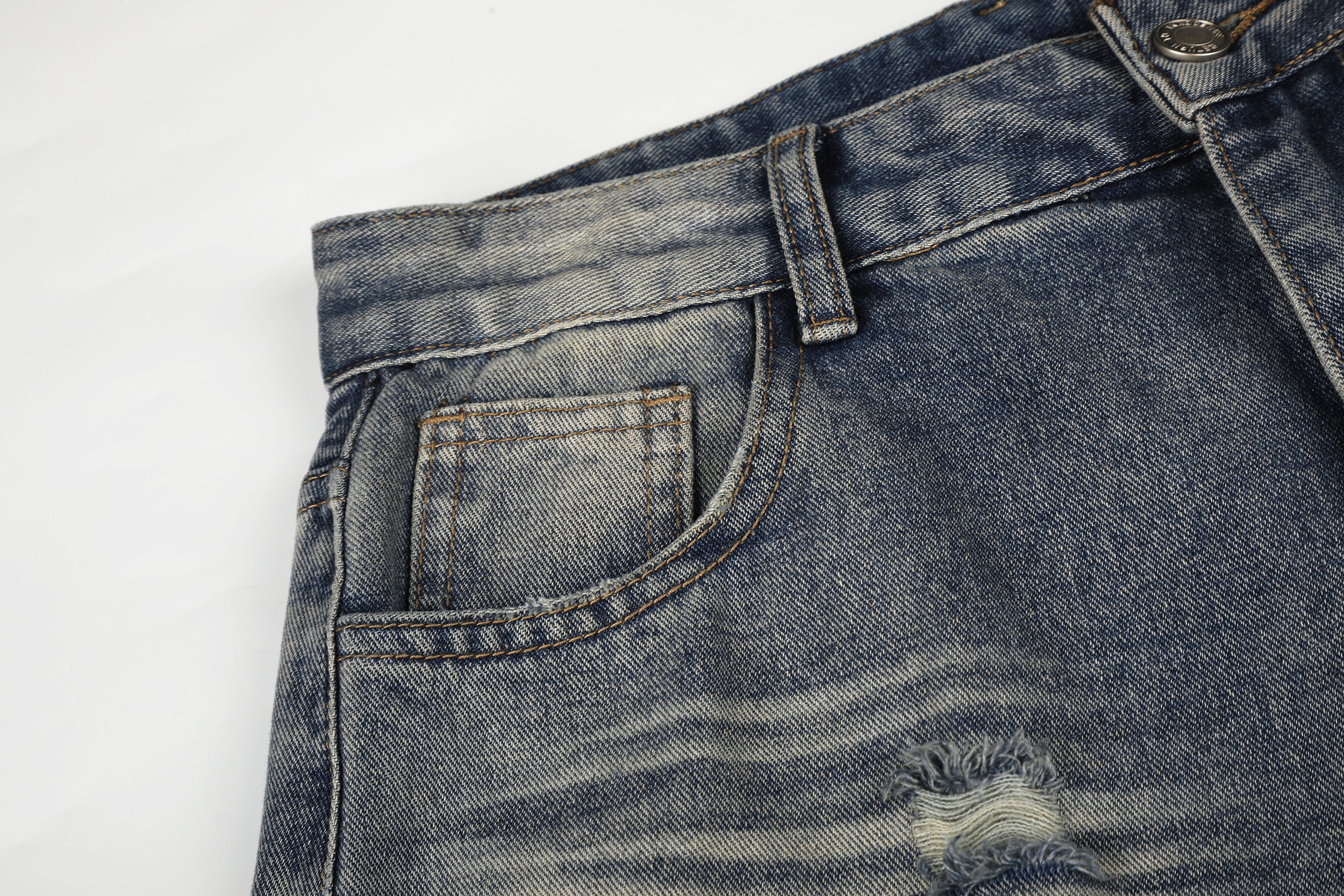 DONOTLOGO Urban Edge Collection | Unisex Relaxed Fit Denim Jeans | Bold Cat Whisker Seaming & Faded Wash Finish with Classic Cotton Denim Fabric