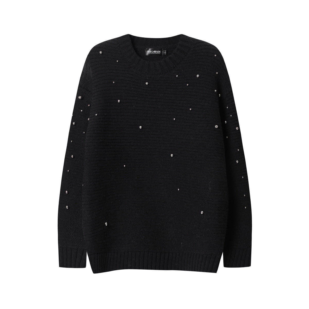Unisex Casual Pearl-Studded Loose Sweater