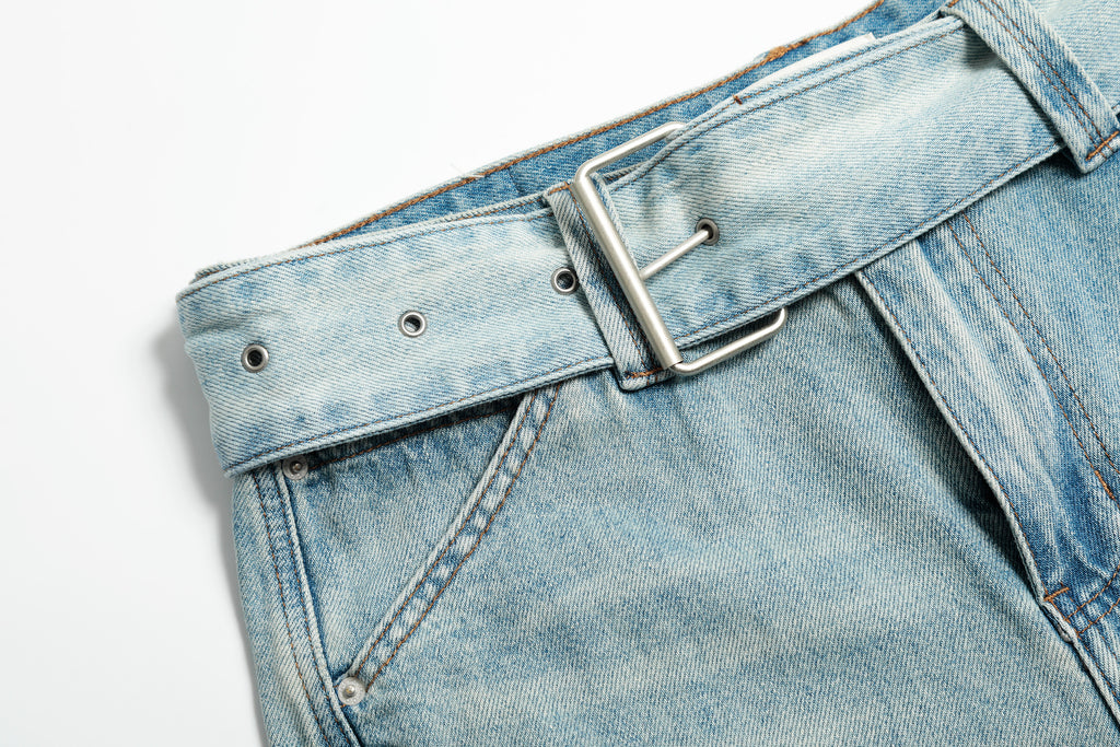 DONOTLOGO Urban Heritage Collection | Unisex Oversized Cropped Denim | Retro Aesthetic High-Rise Wide-Leg Bottoms with Authentic Fade Detail