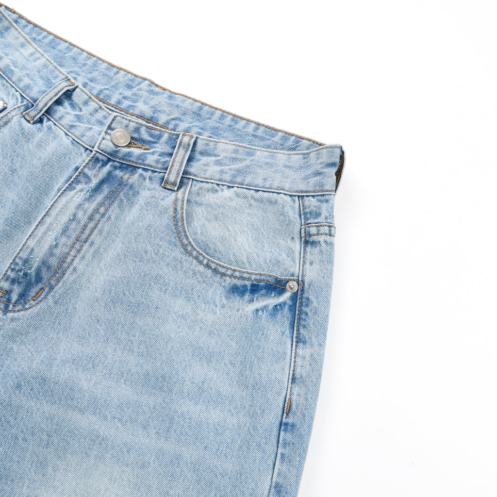 DONOTLOGO Heavy Distressed Wash Baggy Jorts | Unisex Y2K Wide Leg Denim Shorts | Retro High Street Summer Bottoms