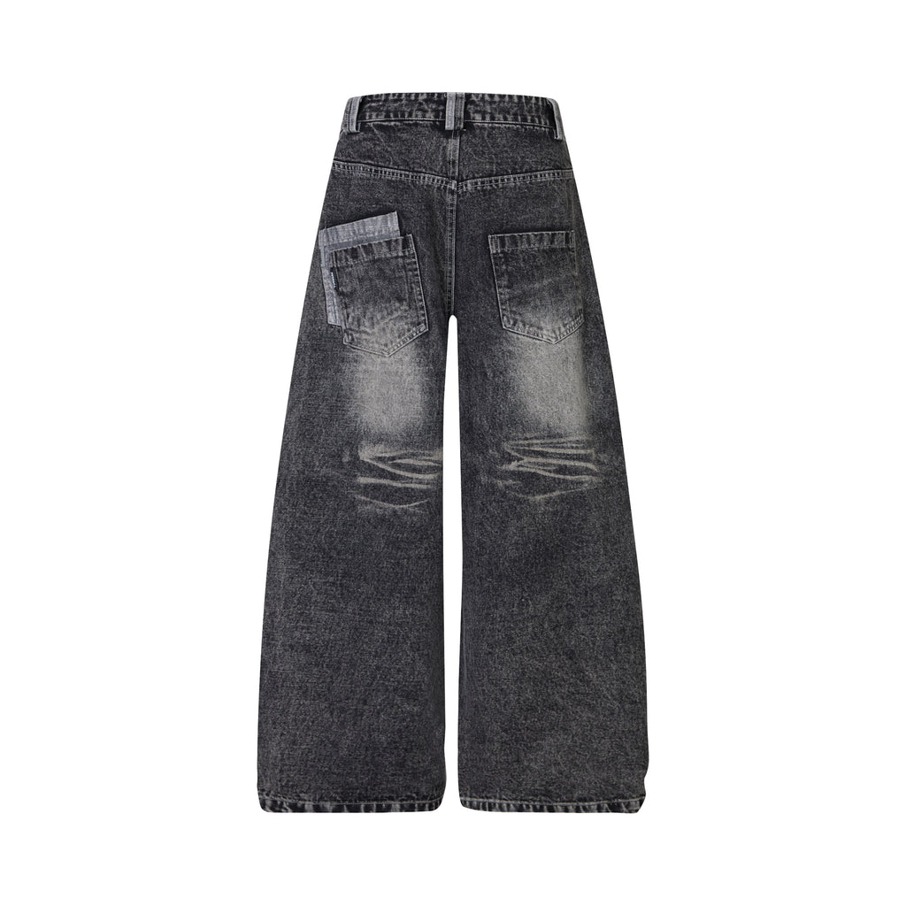 DONOTLOGO Urban Streetwear Collection | Unisex Relaxed Silhouette Jeans | Bold Acid Wash & Distressed Motif & Soft Denim Fabric