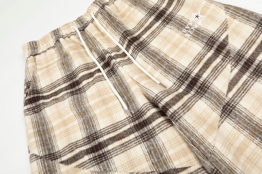 DONOTLOGO Unisex Vintage Plaid Wide-Leg Pants | Curved Fit, Drawstring Waist | Embroidered Detail | Casual Streetwear Must-Have