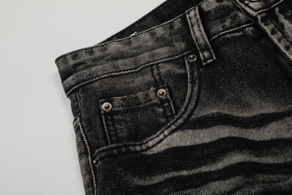 DONOTLOGO Urban Heritage Collection | Unisex Oversized Cat Whisker Denim | Retro Aesthetic High-Rise Wide-Leg Bottoms with Authentic Fade Detail