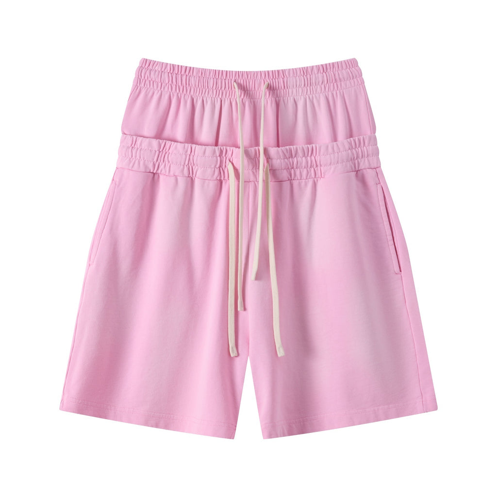 DONOTLOGO Unisex Double Waist Shorts | Snow Washed, Distressed | Drawstring Elastic High-Waist, Loose Fit