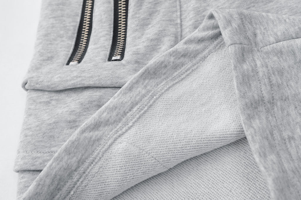 DONOTLOGO Oversized Grey Utility Shorts | Unisex Drawstring Cargo Capris | Streetwear Baggy Sweatshorts with Zipper Detail