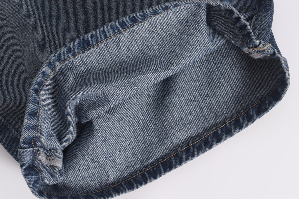 DONOTLOGO Deconstructed Streetwear Aesthetic | Unisex Oversized Baggy Jeans | Vintage Wash with Star Pendant & Frayed Pocket Details