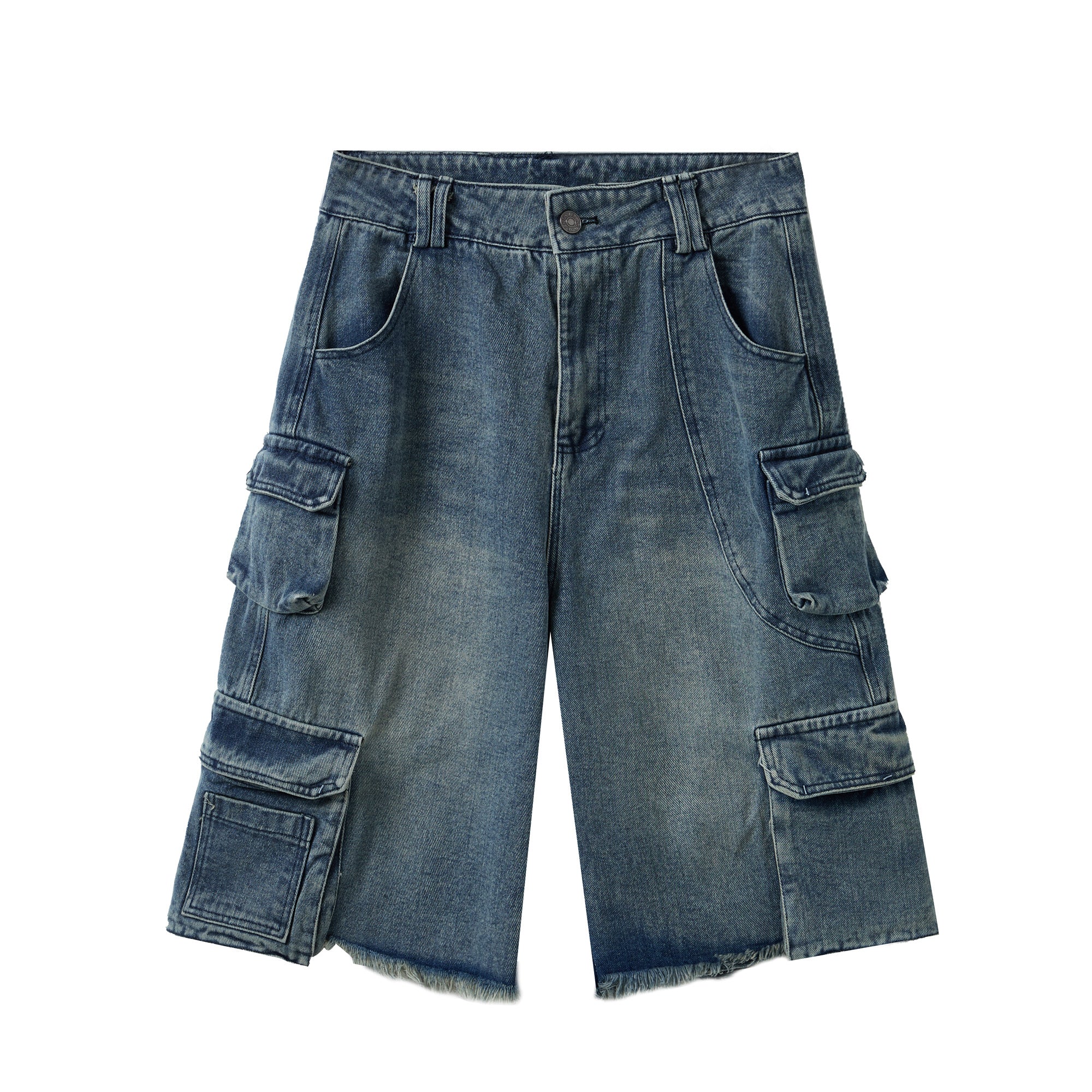 DONOTLOGO Heavy Acid Wash Baggy Cargo Jorts | Unisex Y2K Wide Leg Denim Shorts | Retro High Street Summer Bottoms