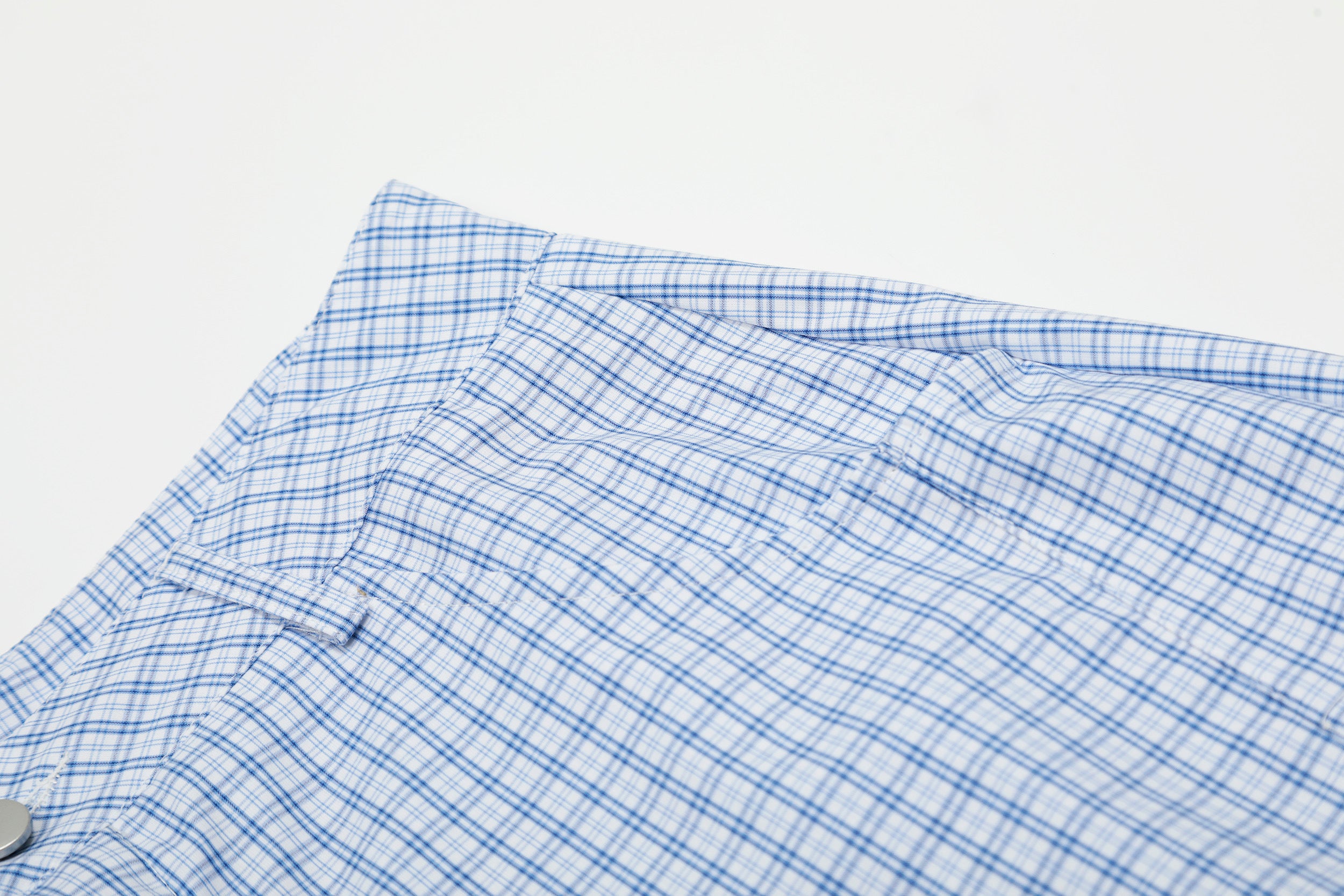 Unisex Vintage Blue Plaid Print Cropped Pants