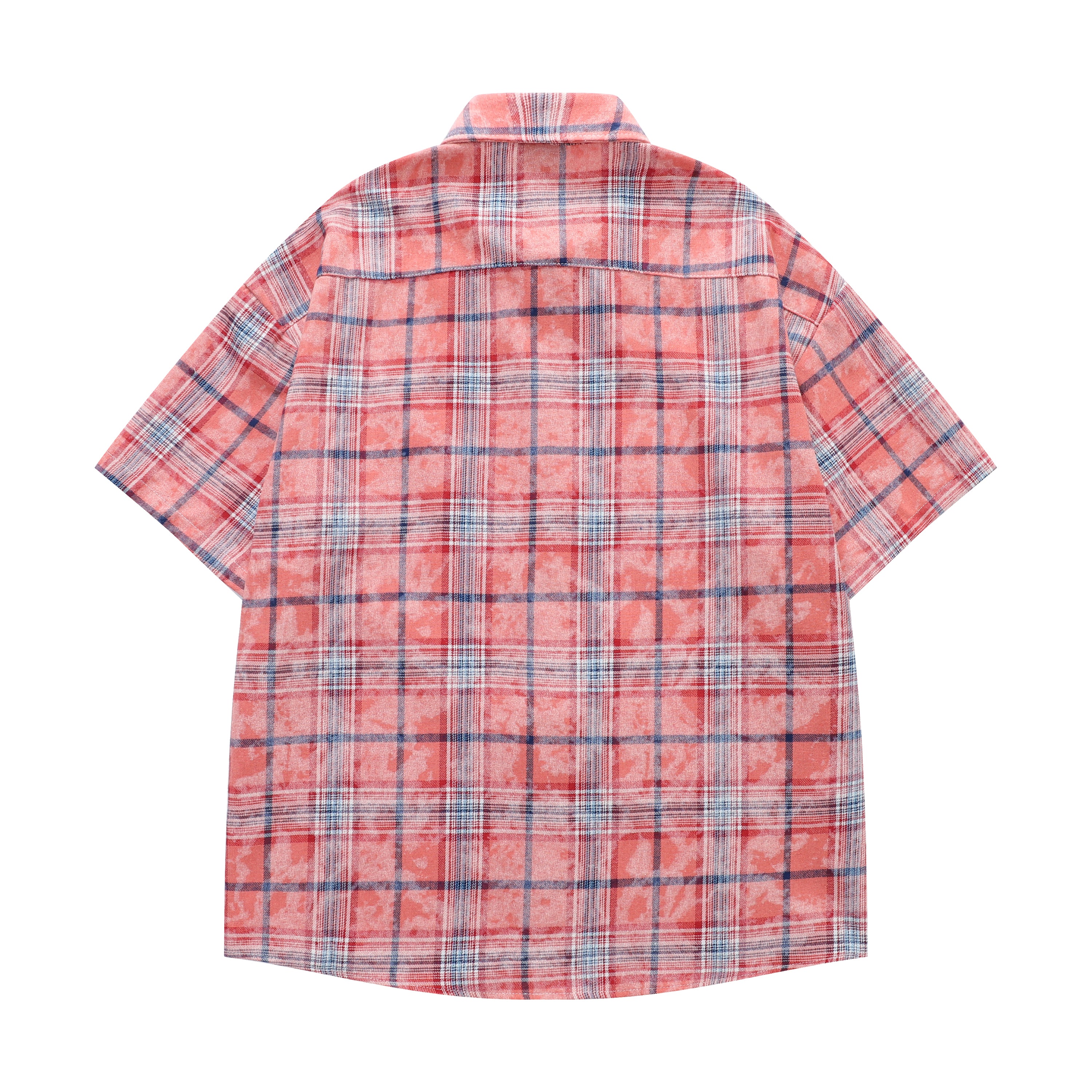 DONOTLOGO Unfailing Retro Grid Shirt | Unisex Oversized Summer Streetwear | Acid Wash Red Tartan Top