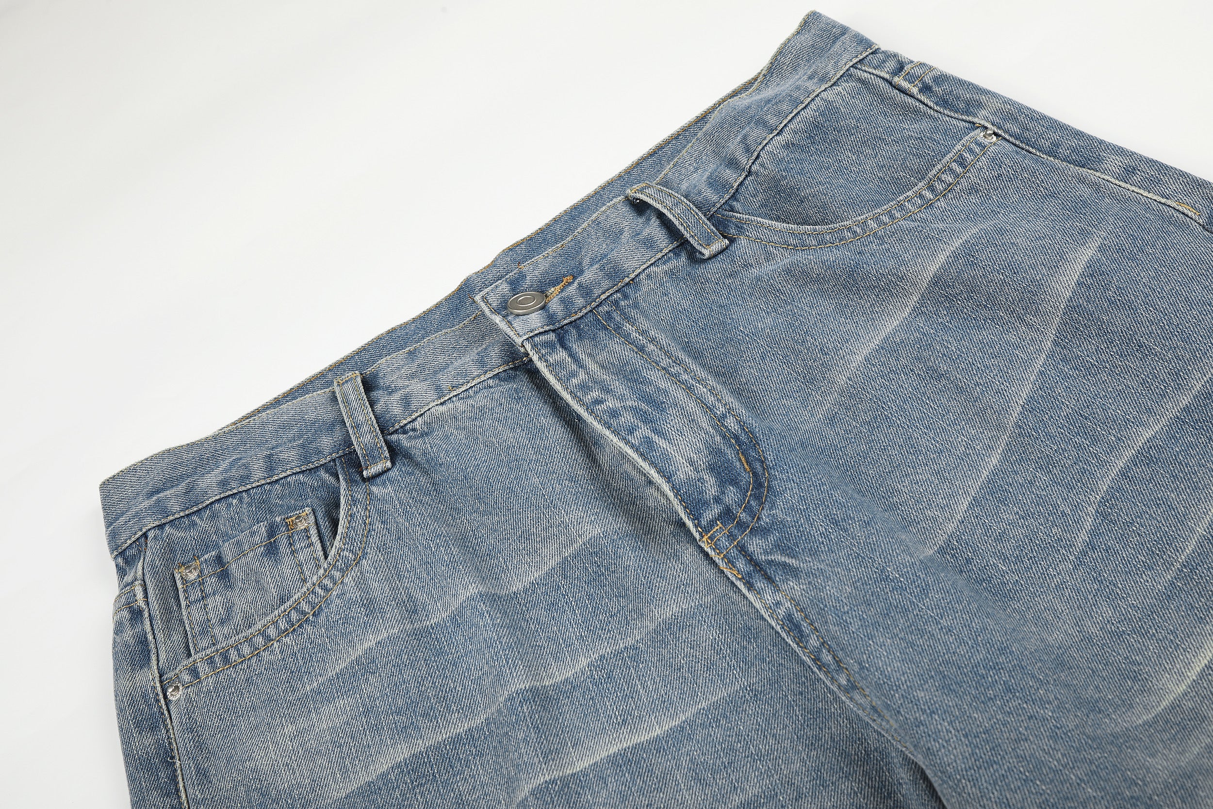 DONOTLOGO Urban Edge Collection | Unisex Relaxed Fit Denim Jeans | Bold Cat Whisker Seaming & Faded Wash Finish with Classic Cotton Denim Fabric
