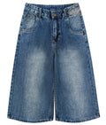 DONOTLOGO Urban Edge Collection | Unisex Relaxed Fit Denim Shorts | Bold Cat Whisker Seaming & Faded Wash Finish with Classic Cotton Denim Fabric
