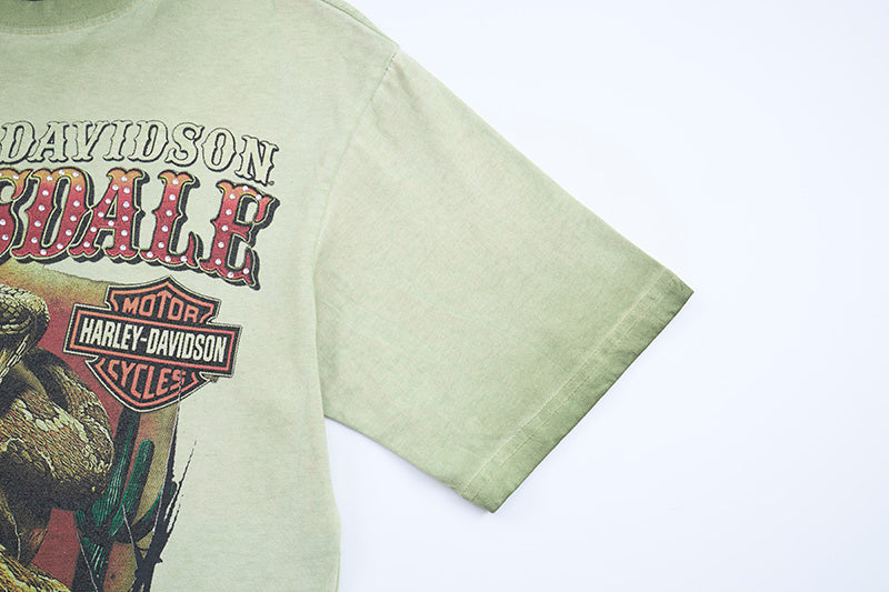 DONOTLOGO Deconstructed "Harley-Davidson Scottsdale" Graphic Tee - Unisex Vintage Washed Graphic T-Shirt - Edgy Streetwear Aesthetic Oversized Top