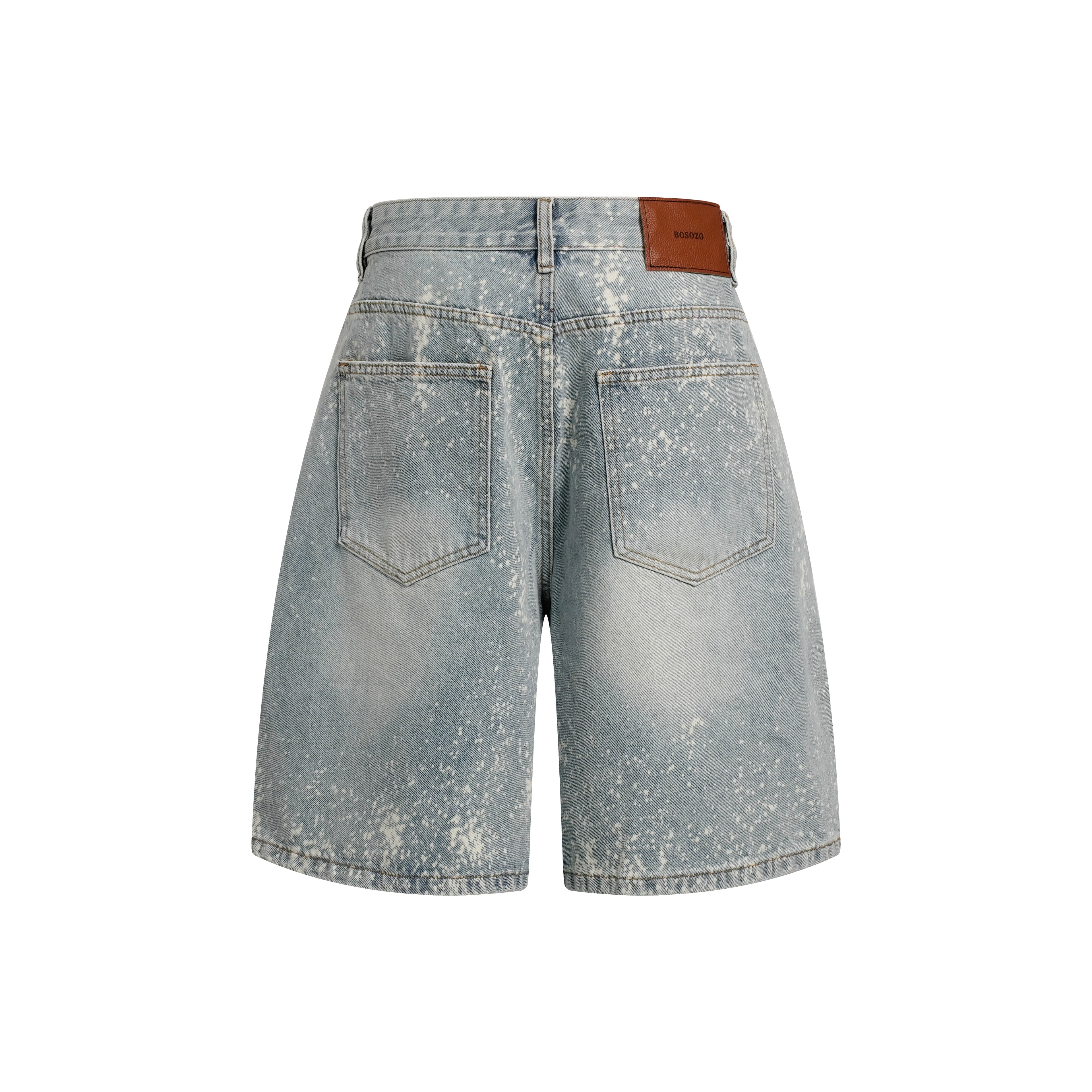 DONOTLOGO Distressed Paint Splash Denim Shorts - Retro High Waisted Loose Fit Jean Shorts - Unisex Y2K Streetwear Bermuda Trousers