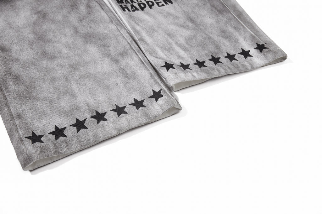 Unisex Vintage Washed Graffiti Paint Denim Jeans