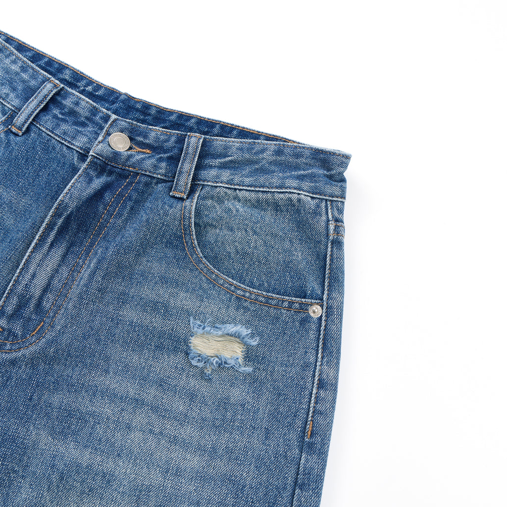 DONOTLOGO Heavy Distressed Wash Baggy Jorts | Unisex Y2K Wide Leg Denim Shorts | Retro High Street Summer Bottoms