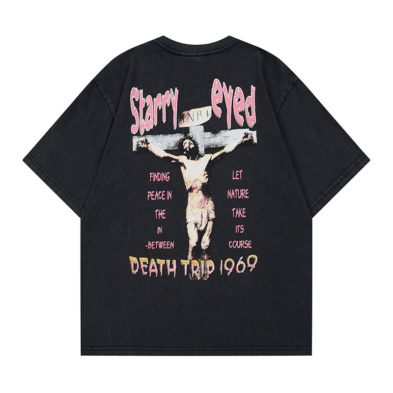 DONOTLOGO Deconstructed "BREAK A LEG" Tee - Unisex Vintage Washed Graphic T-Shirt - Edgy Streetwear Aesthetic Oversized Top