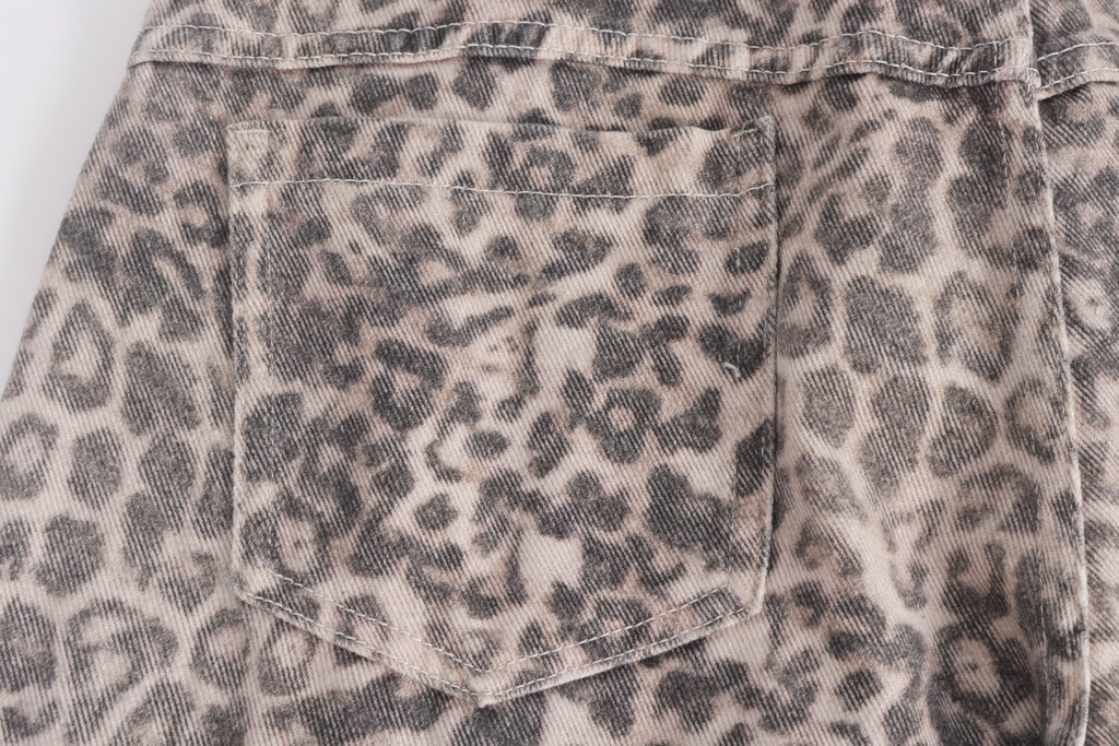 DONOTLOGO Y2K Grunge Aesthetic | Unisex Oversized Cargo Trousers | Distressed Leopard Print with Functional Streetwear Pockets