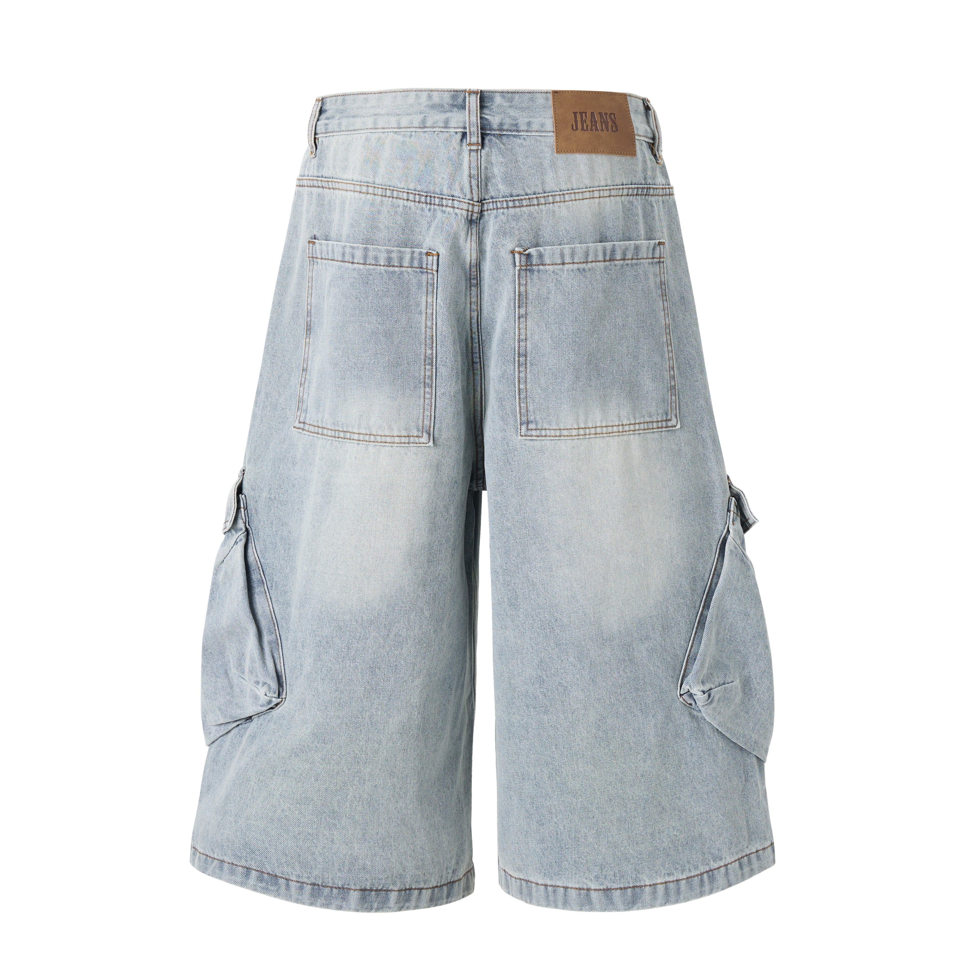 DONOTLOGO Deconstructed Wide Leg Denim Jorts - Raw Edge Patchwork Jean Shorts - Unisex Y2K Grunge Aesthetic Baggy Shorts