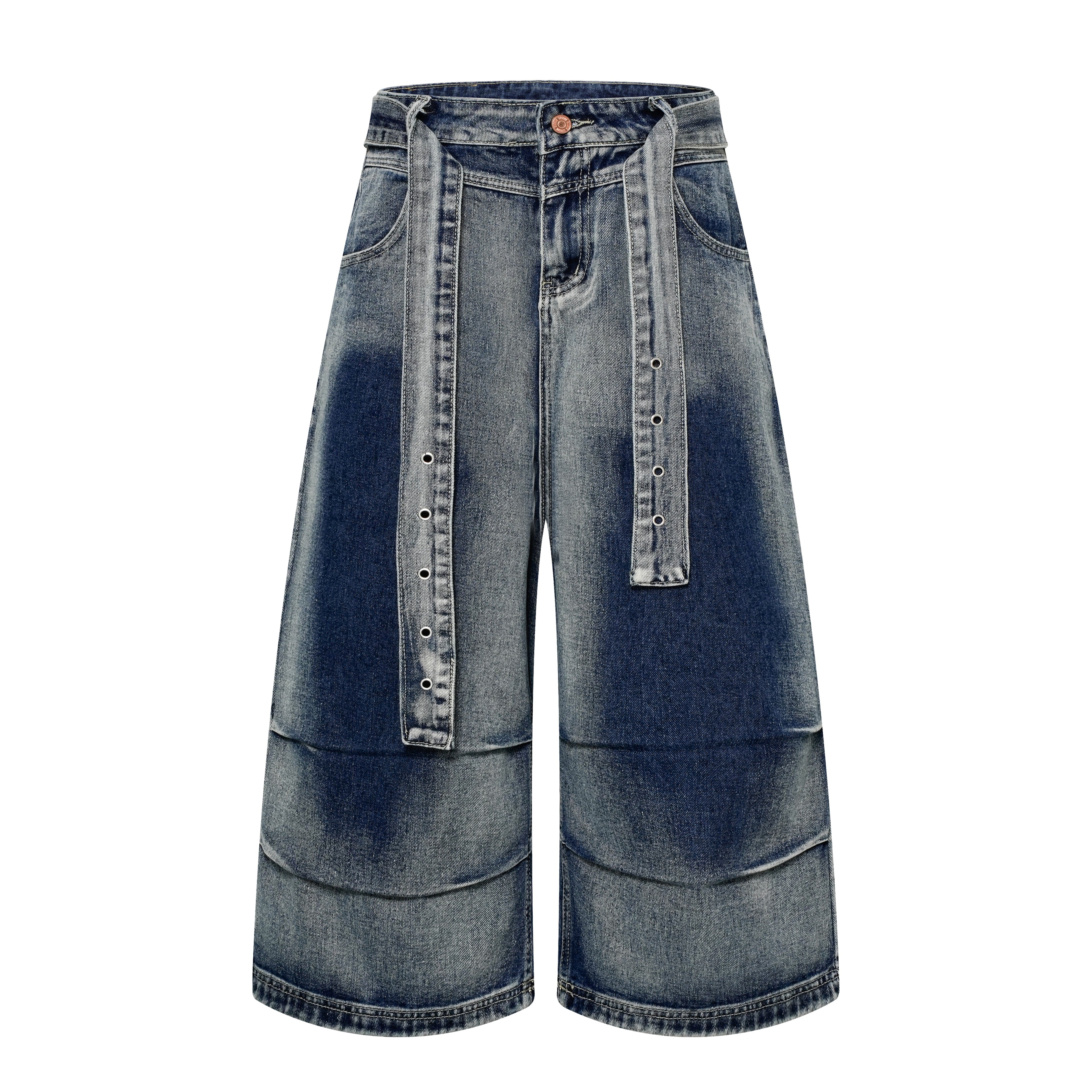 DONOTLOGO Heavy Acid Wash Baggy Cargo Jorts | Unisex Y2K Wide Leg Denim Shorts | Retro High Street Summer Bottoms