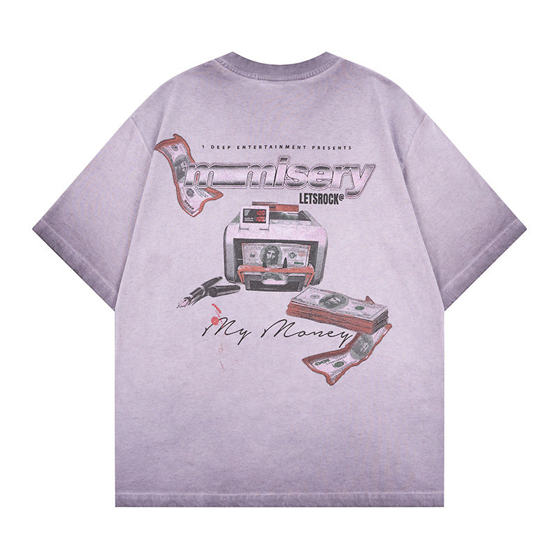 DONOTLOGO Deconstructed "MONEY" Graphic Tee - Unisex Vintage Washed Graphic T-Shirt - Edgy Streetwear Aesthetic Oversized Top