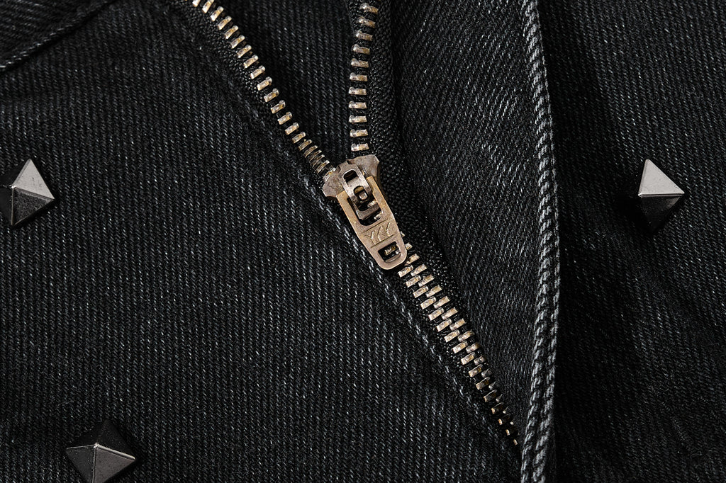 DONOTLOGO Heavy Studded Wide-Leg Denim | Unisex Y2K Punk Rock Rivet Jeans | Vintage Black High Street Oversized Trousers
