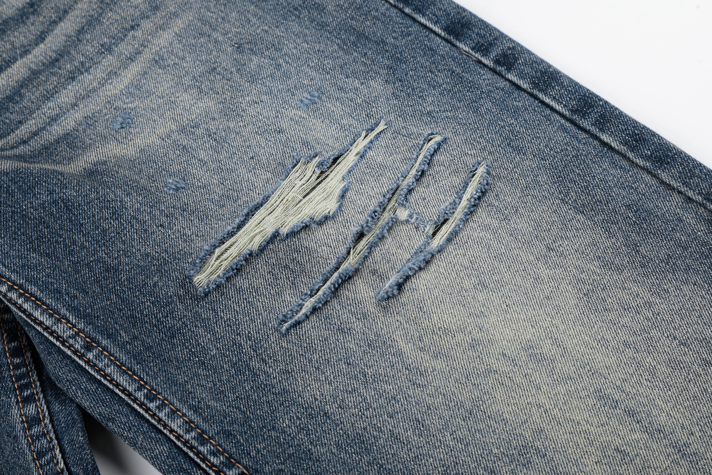 DONOTLOGO Urban Heritage Collection | Unisex Oversized Cat Whisker Ripped Denim | Retro Aesthetic High-Rise Wide-Leg Bottoms with Authentic Fade Detail