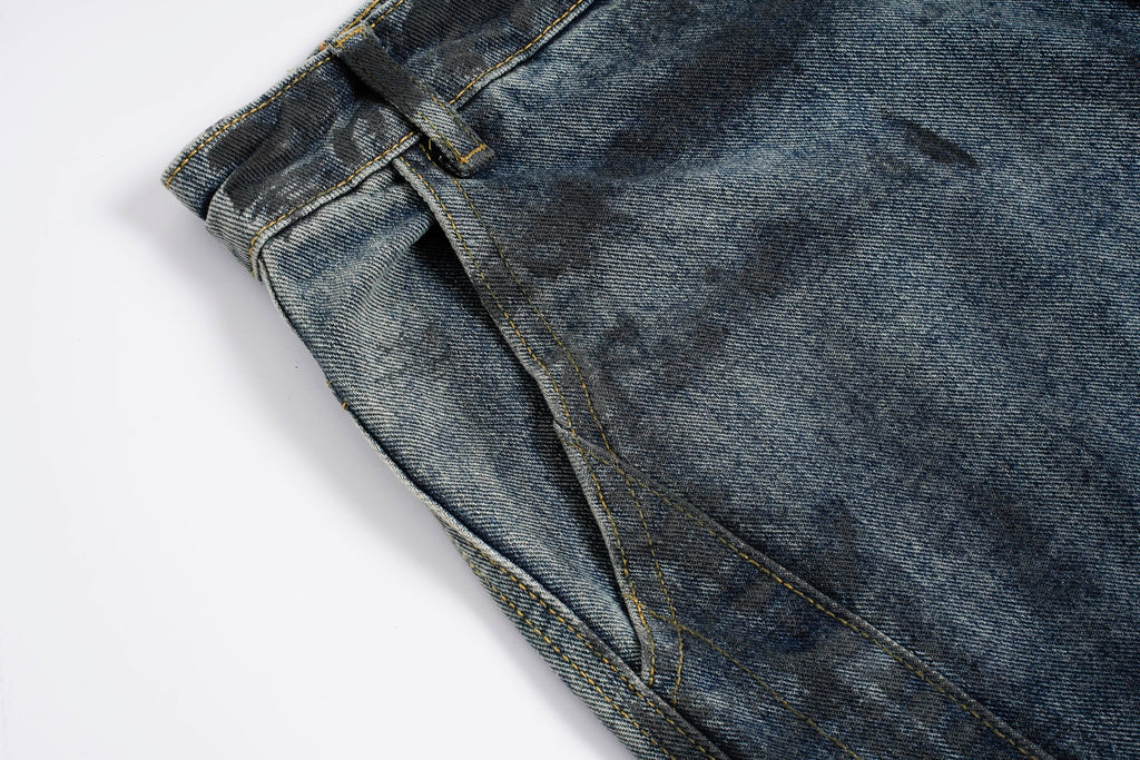 DONOTLOGO Heavy Acid Wash Baggy Cargo Jorts | Unisex Y2K Wide Leg Denim Shorts | Retro High Street Summer Bottoms