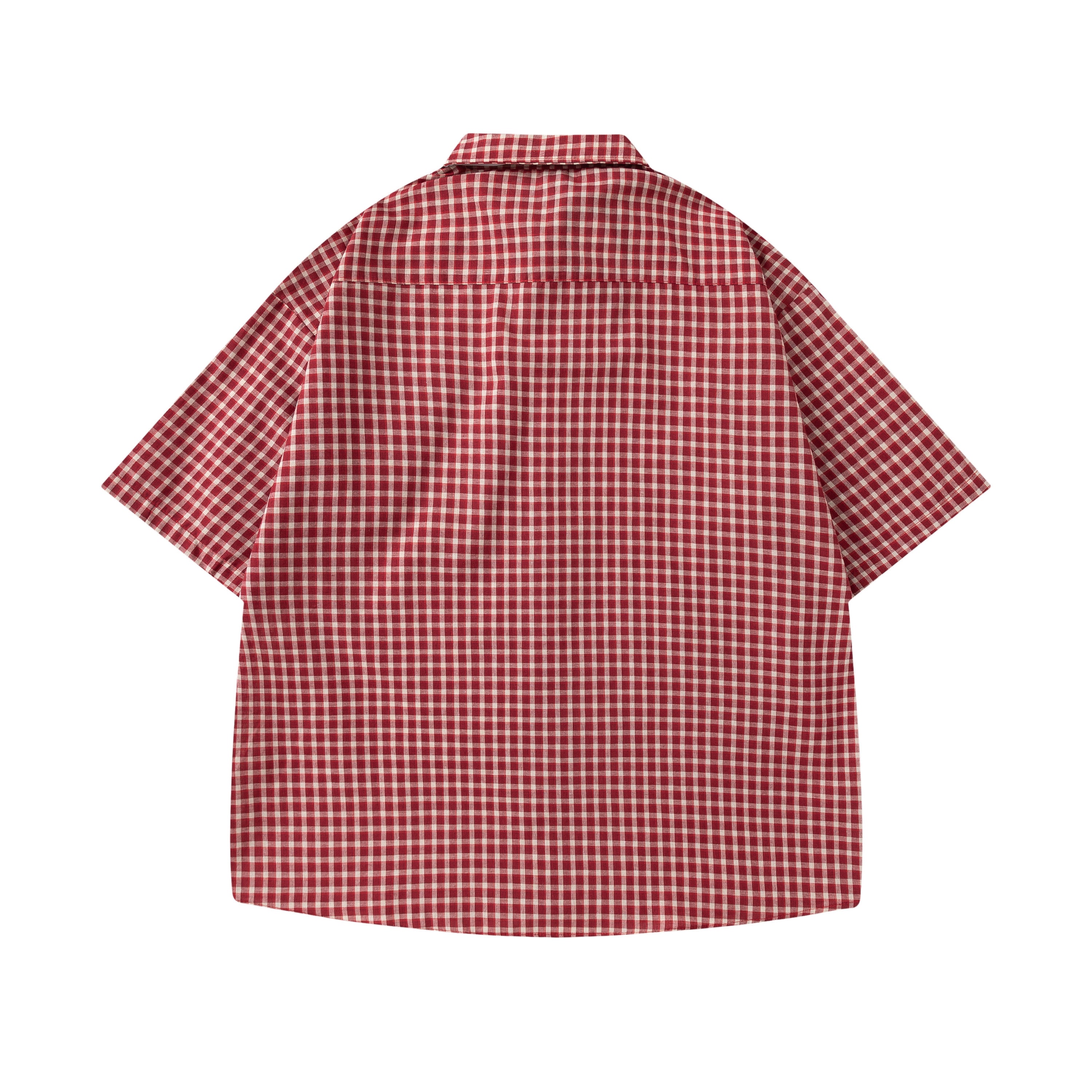 DONOTLOGO “Red Radiance” Plaid Shirt & Tie Set | Red/White Check, Drop Shoulder | Preppy Summer Street Style Must-Have