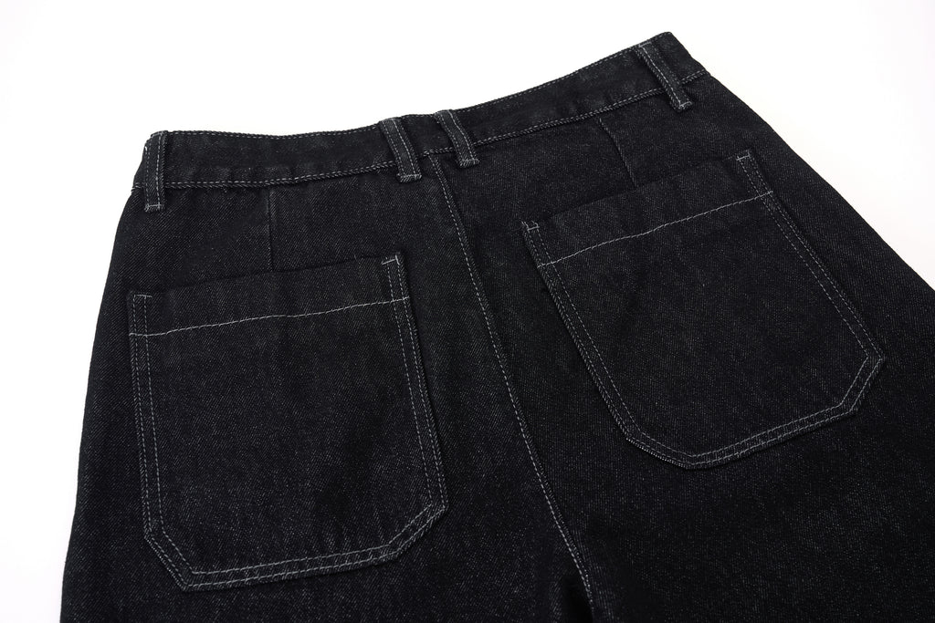 DONOTLOGO Oversized Raw Black Denim Shorts - Unisex Baggy Jorts with Minimalist Design - Edgy Streetwear Bottom with Wide Leg Silhouette & Clean Lines