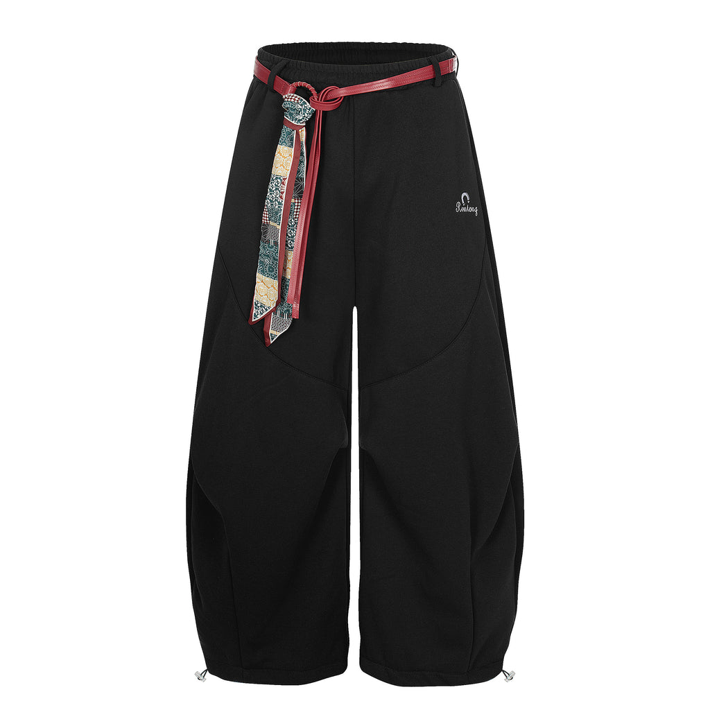 DONOTLOGO Urban Streetwear Collection | Unisex Relaxed Silhouette Sweatpants | Bold Patchwork Scarf Motif & Soft Cotton Knit Fabric