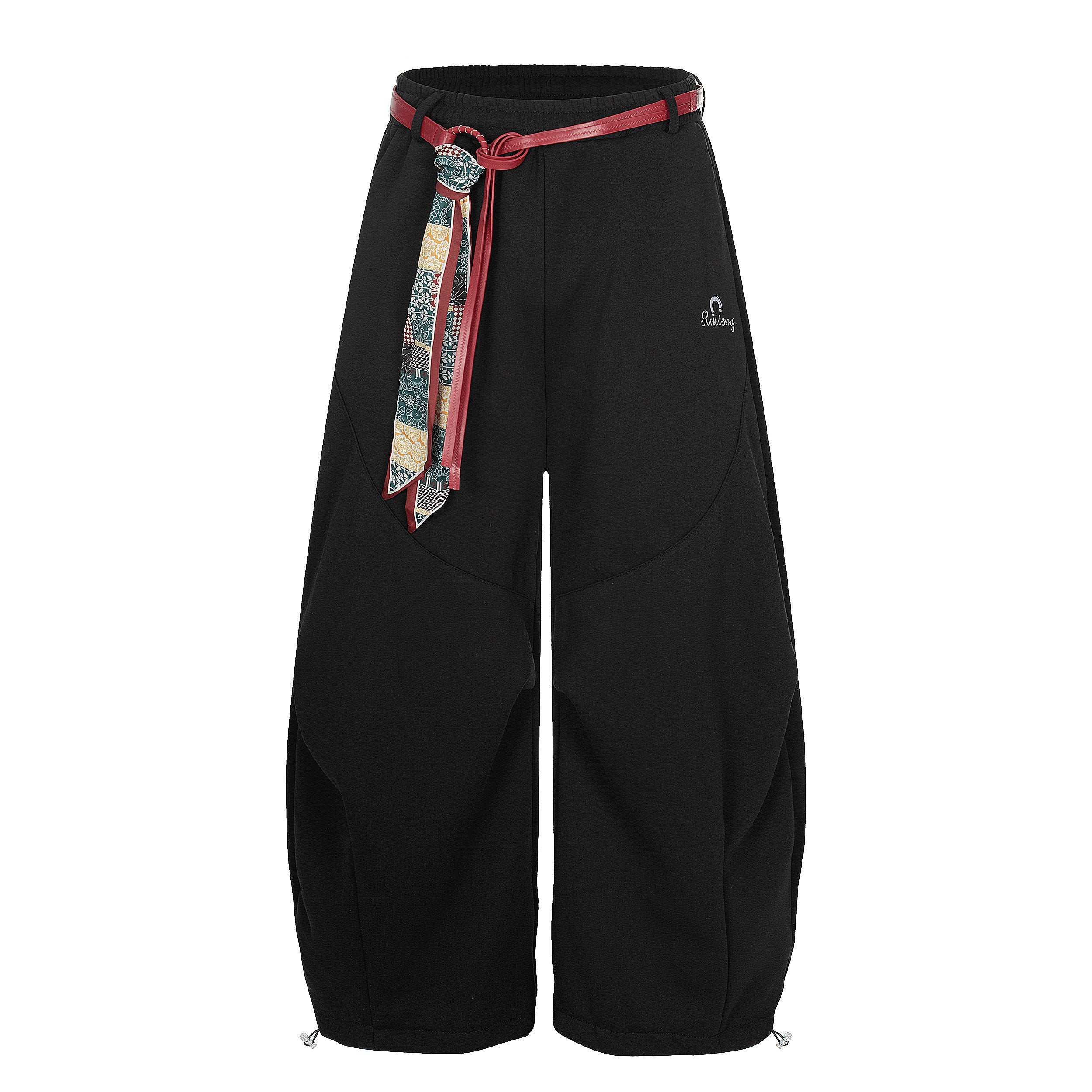 DONOTLOGO Urban Streetwear Collection | Unisex Relaxed Silhouette Sweatpants | Bold Patchwork Scarf Motif & Soft Cotton Knit Fabric