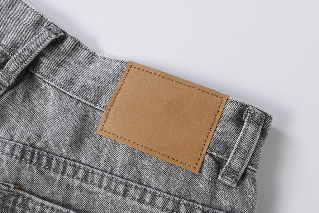 DONOTLOGO Urban Edge Collection | Unisex Relaxed Fit Denim Shorts | Bold Acid Wash Finish & Vintage Leather Patch with Classic Cotton Denim Fabric