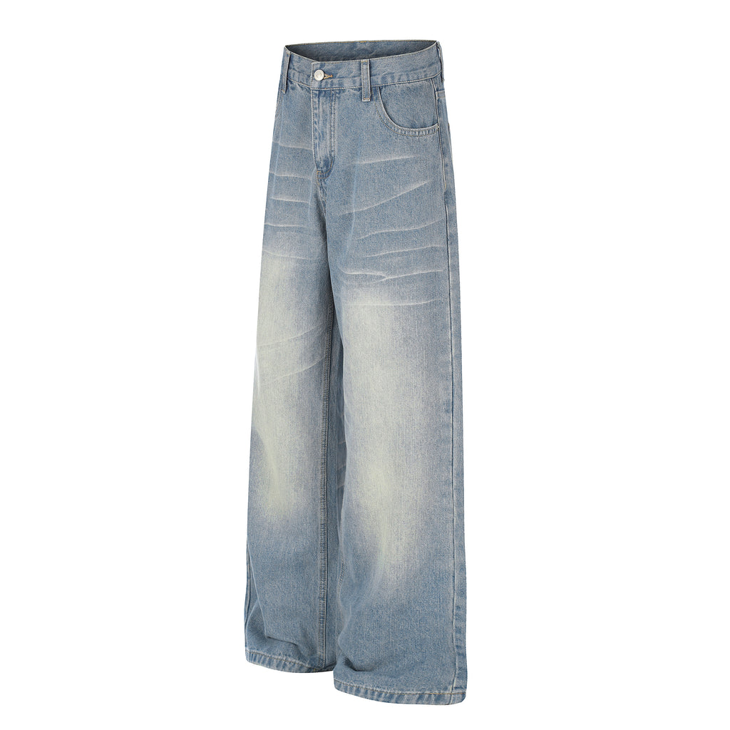 DONOTLOGO Urban Edge Collection | Unisex Relaxed Fit Denim Jeans | Bold Cat Whisker Seaming & Faded Wash Finish with Classic Cotton Denim Fabric