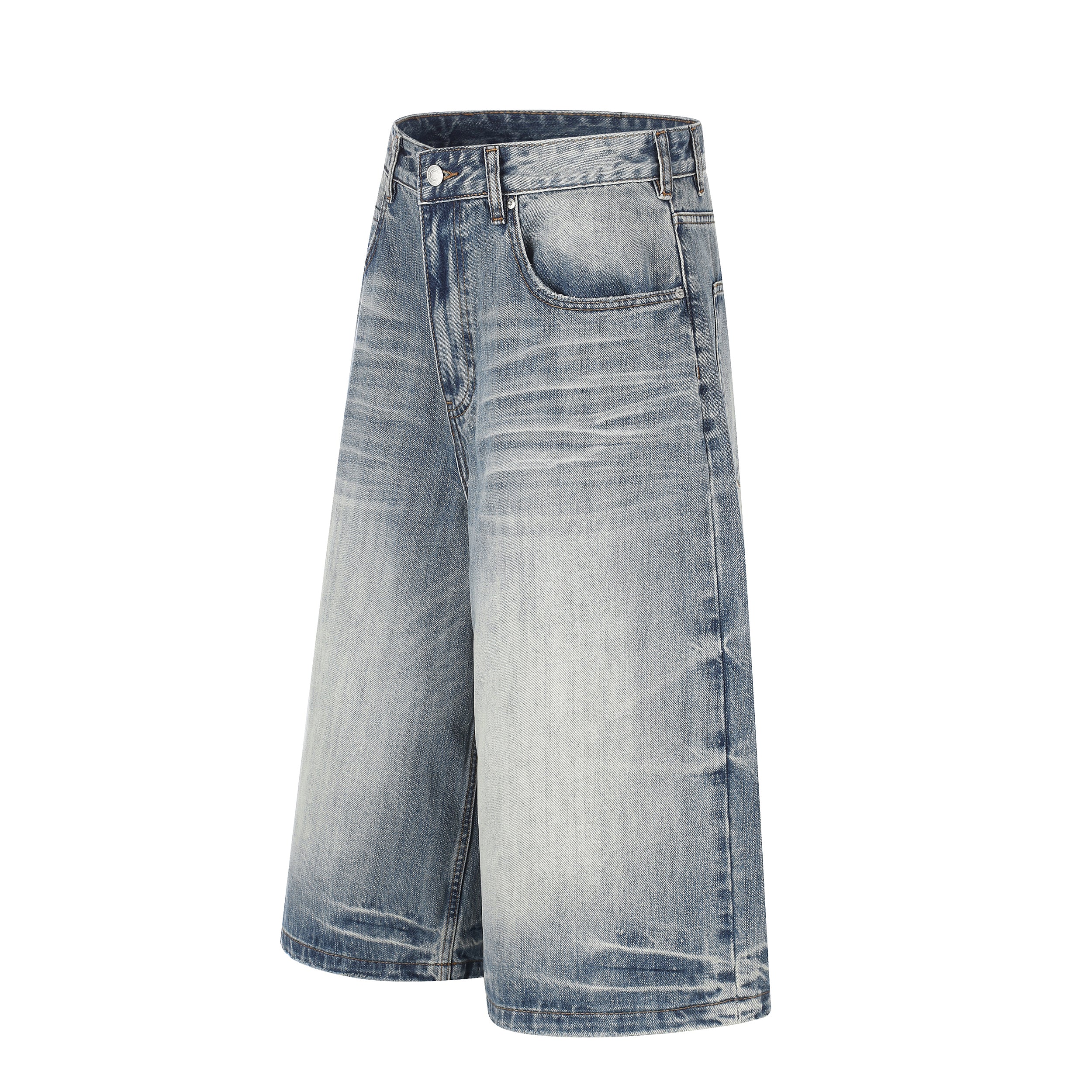 DONOTLOGO Urban Heritage Collection | Unisex Oversized Cropped Denim | Retro Aesthetic High-Rise Wide-Leg Bottoms with Authentic Fade Detail
