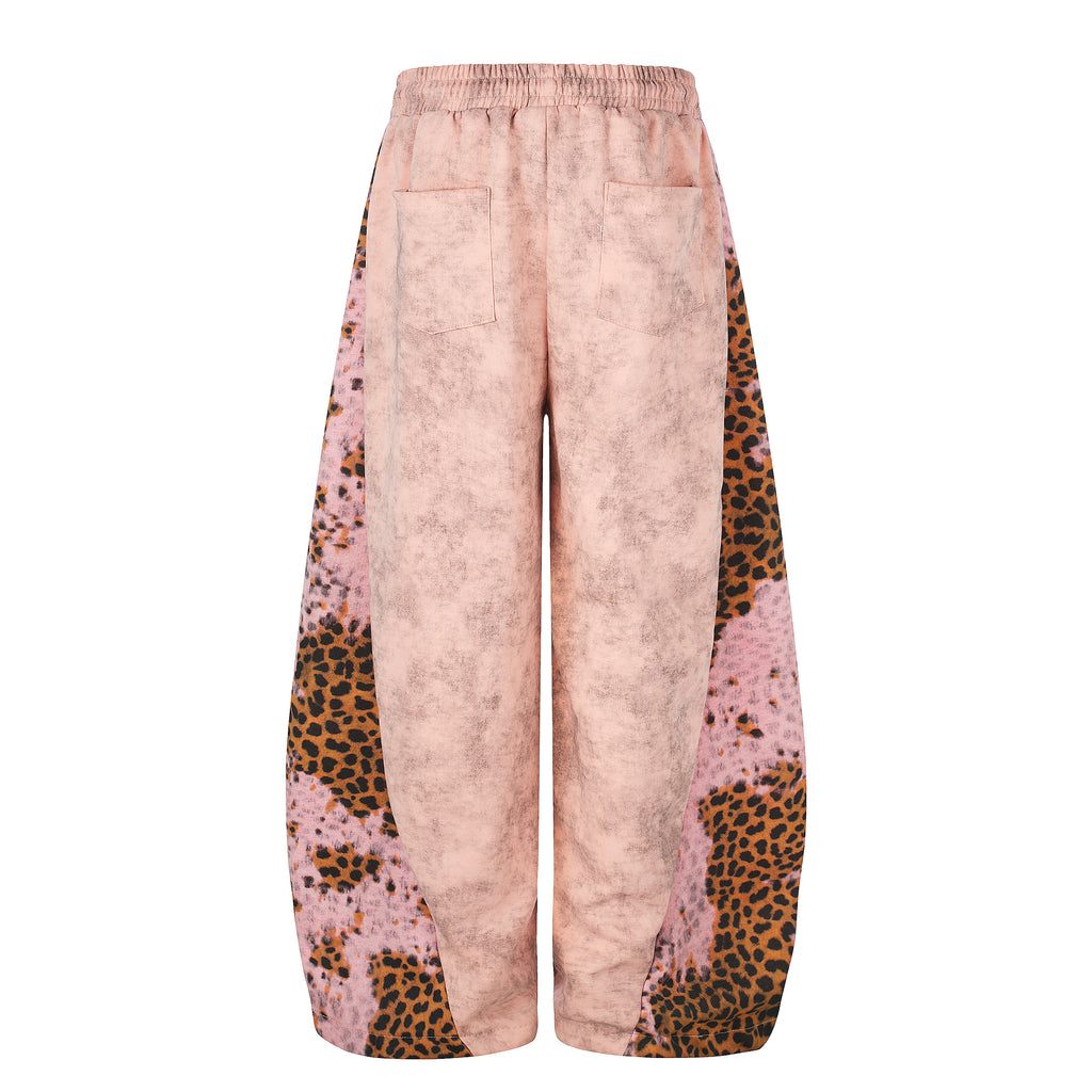 DONOTLOGO Urban Streetwear Collection | Unisex Relaxed Fit Sweatpants | Bold Leopard Motif & Rhinestone Script with Soft Cotton Blend Fabric