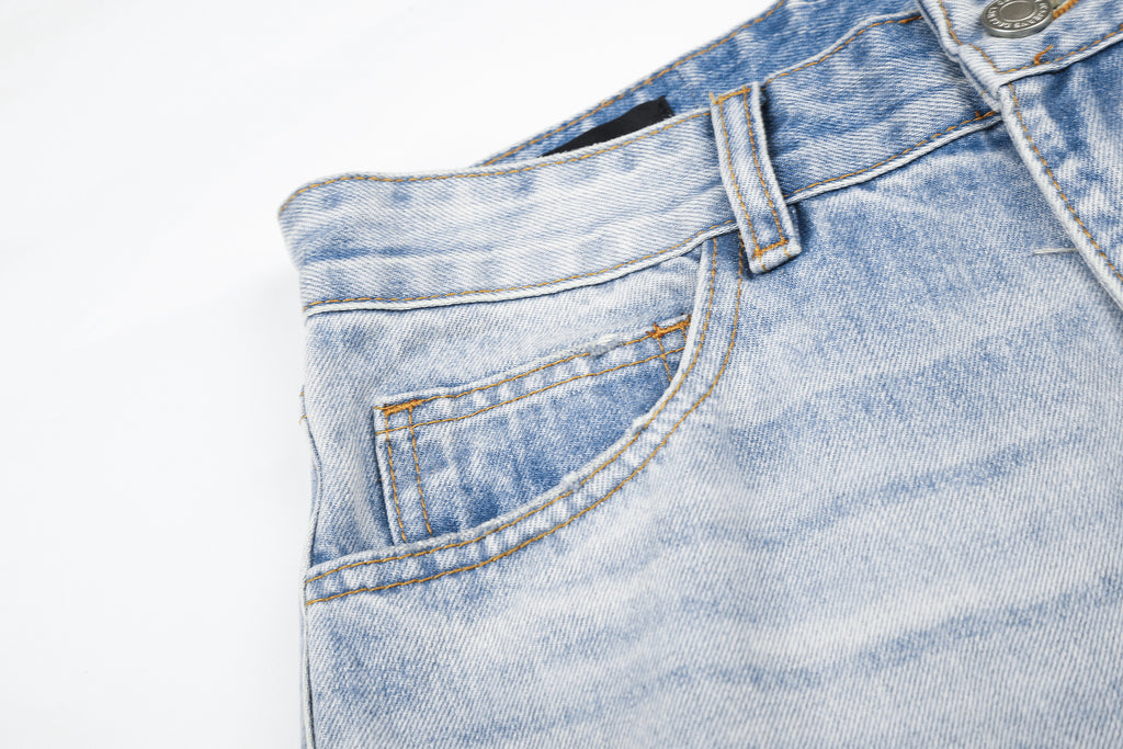 DONOTLOGO Urban Heritage Collection | Unisex Oversized Cat Whisker Denim | Retro Aesthetic High-Rise Wide-Leg Bottoms with Authentic Fade Detail