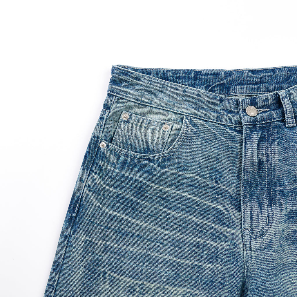 DONOTLOGO Heavy Cat Whisker Wash Baggy Jorts | Unisex Y2K Wide Leg Denim Shorts | Retro High Street Summer Bottoms