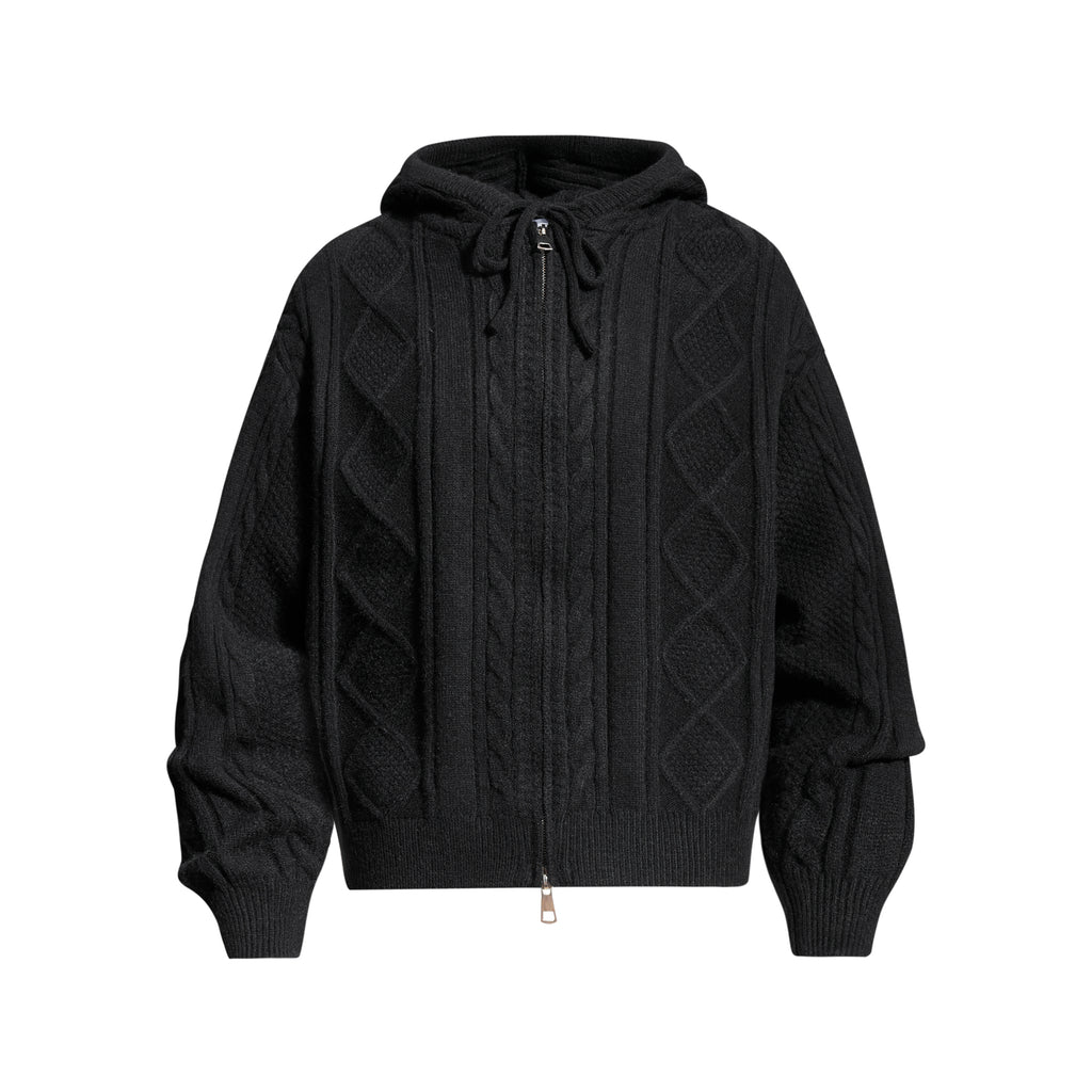 DONOTLOGO Cozy Streetwear Collection | Unisex Relaxed Silhouette Knit Cardigan | Bold Cable Texture & Soft Warm Fabric