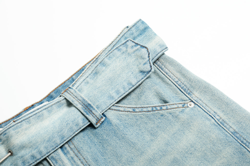 DONOTLOGO Urban Heritage Collection | Unisex Oversized Cropped Denim | Retro Aesthetic High-Rise Wide-Leg Bottoms with Authentic Fade Detail
