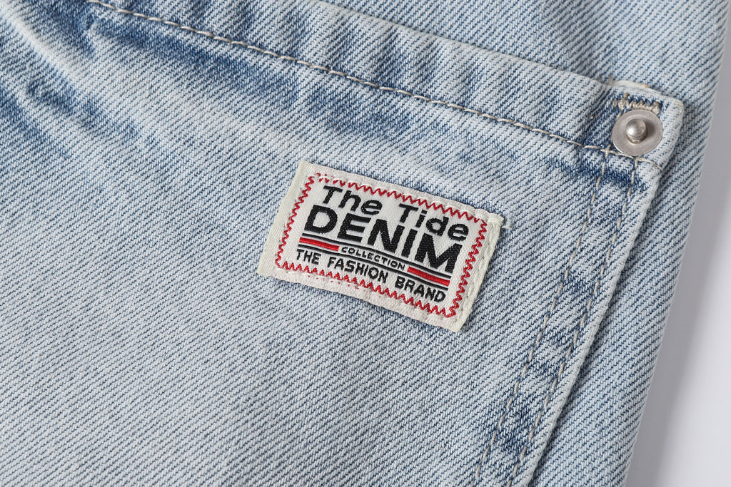 DONOTLOGO Retro Blue Baggy Denim Pants | Unisex Y2K Wide Leg Trousers with Natural Whiskering & Fade | High Street Relaxed Fit Bottoms