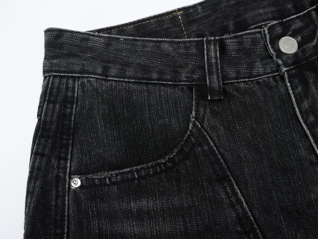 DONOTLOGO Oversized Black Acid Wash Denim Jeans - Unisex Baggy Trousers with Distressed Whisker Effect - Edgy Streetwear Bottom with Wide Leg Silhouette & Raw Hem