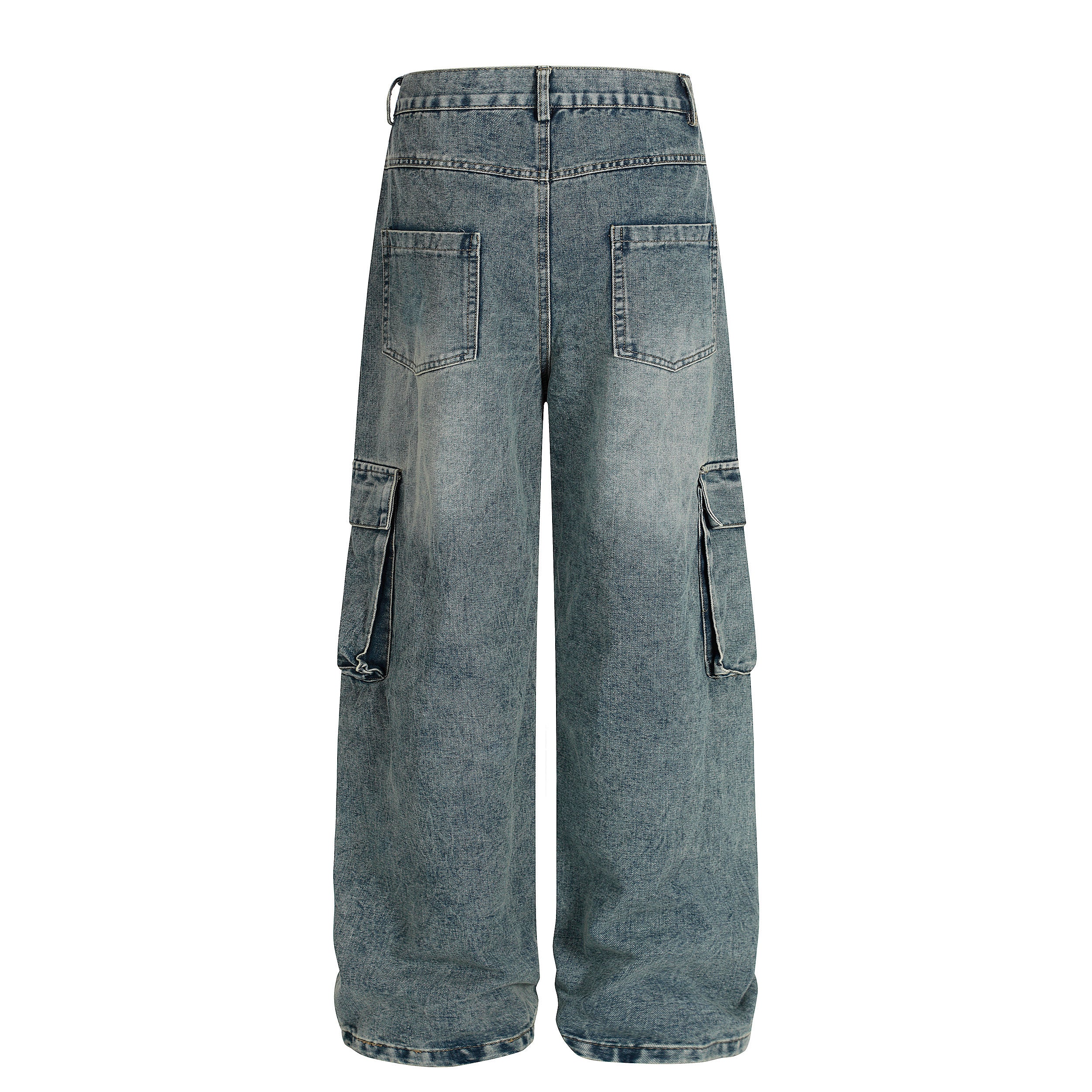 DONOTLOGO Urban Streetwear Collection | Unisex Relaxed Silhouette Cargo Jeans | Bold Plaid Tie & Fruit Motif & Soft Denim Fabric