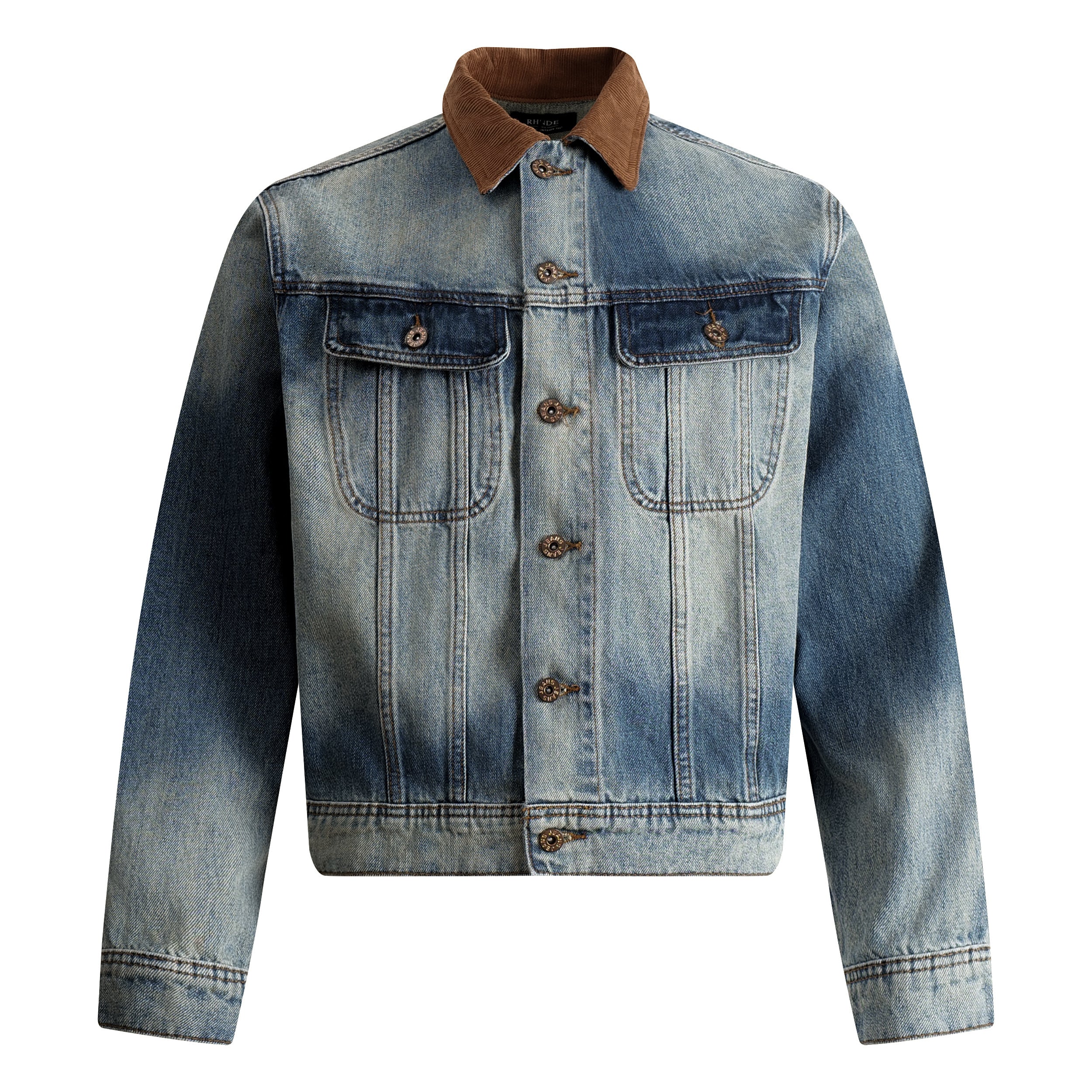 Unisex Washed Blue Corduroy Vintage Jacket