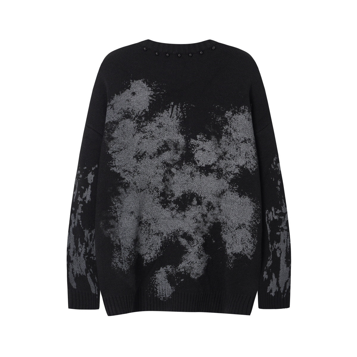 Unisex Color-Block Knit Sweater with Beaded Detail Loose Fit