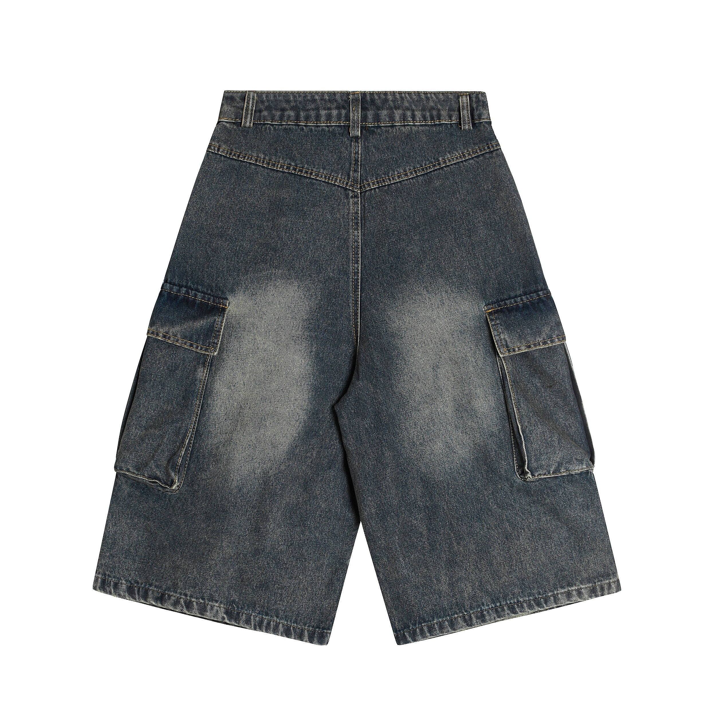 Unisex Vintage Washed Distressed Multi-Pocket Denim Jeans