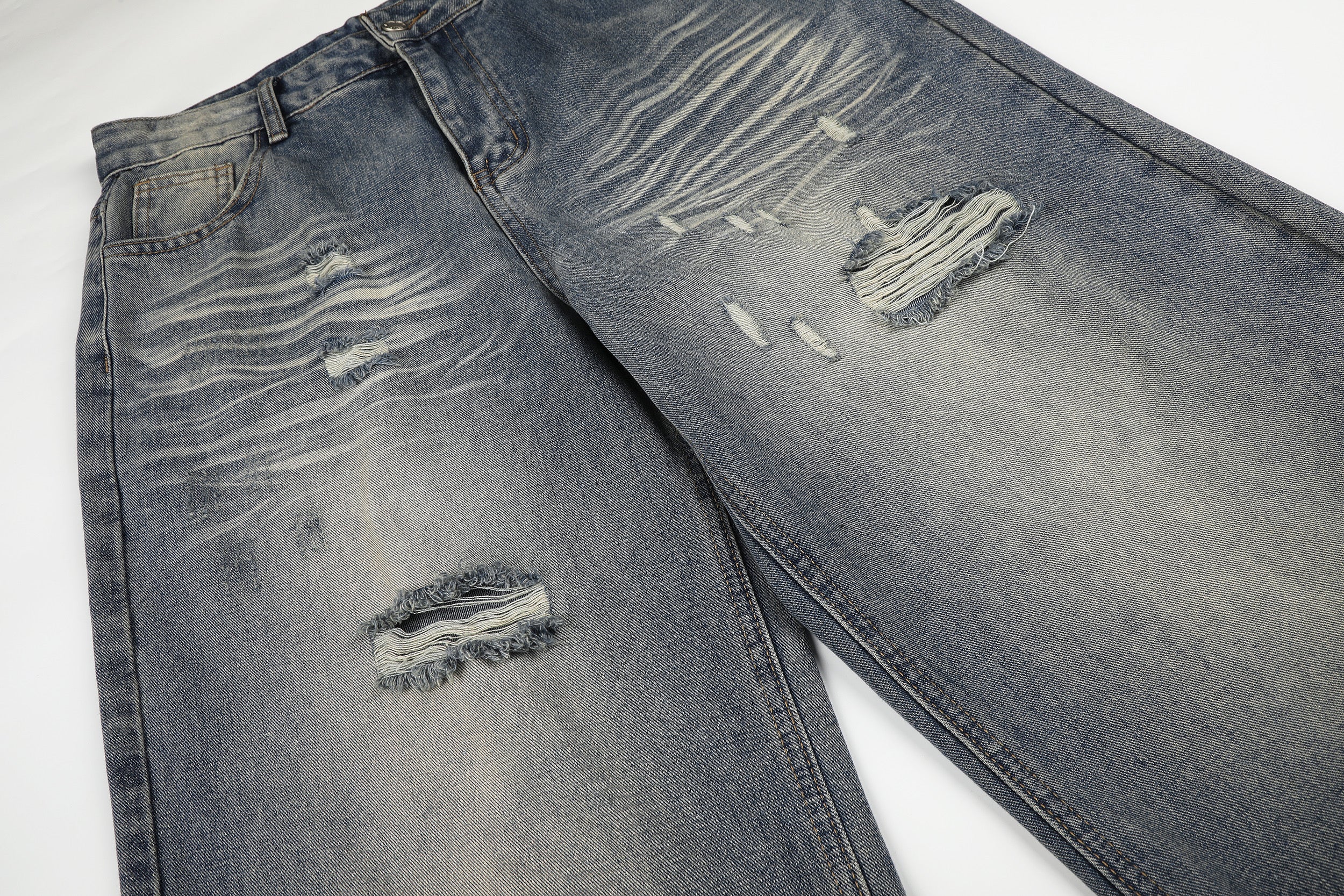DONOTLOGO Urban Edge Collection | Unisex Relaxed Fit Denim Jeans | Bold Cat Whisker Seaming & Faded Wash Finish with Classic Cotton Denim Fabric