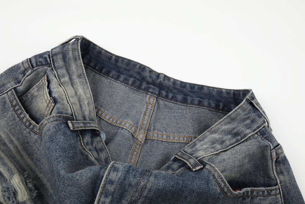 DONOTLOGO Urban Edge Collection | Unisex Relaxed Fit Denim Jeans | Bold Cat Whisker Seaming & Faded Wash Finish with Classic Cotton Denim Fabric